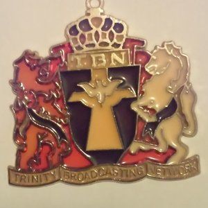 Vintage TBN Ornament Collectable 3 3/4" x 3 3/4" Reads: Trinity Broadcasting Net